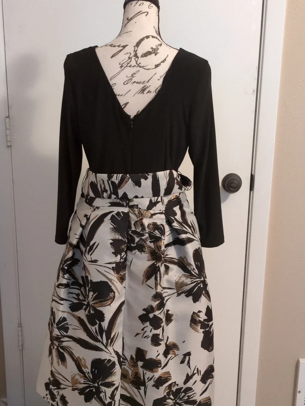 Jessica Howard Black Dress with Subtle Trim 10 3/4 Sleeve